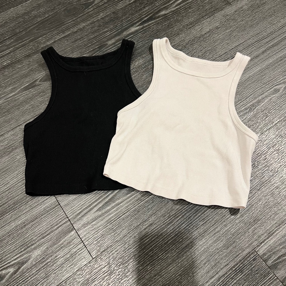 Wild Fable Ribbed Crop Tank Tops Bundle Black White Size S